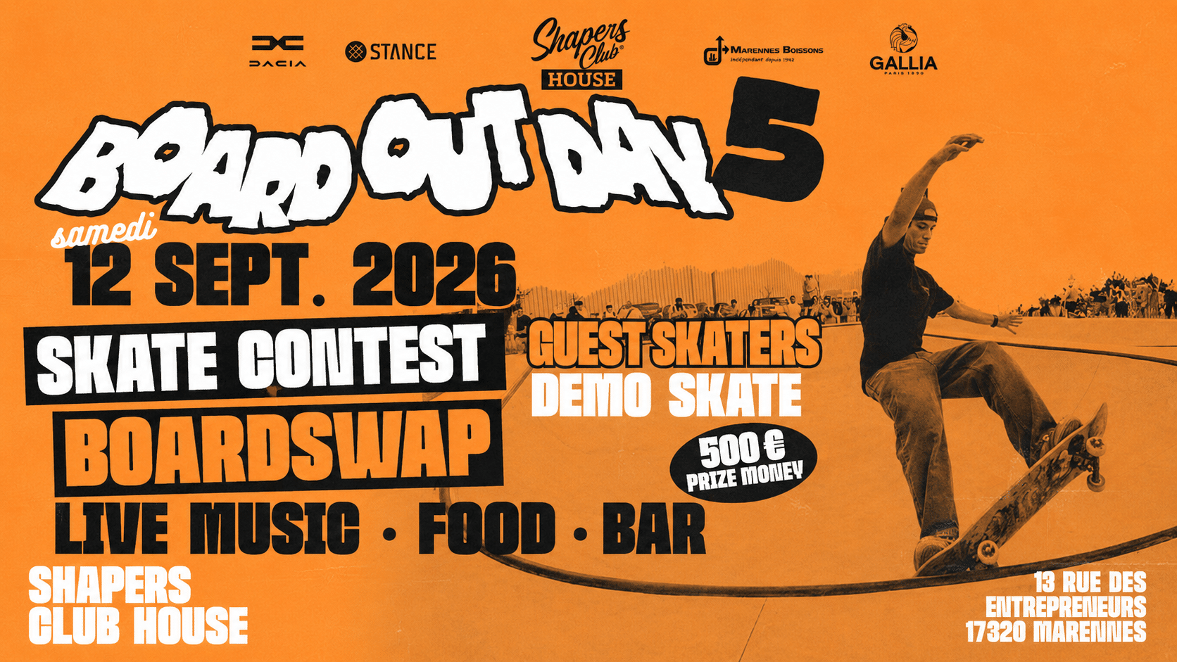 Affiche du Board Out Day 5 au Shapers Club House