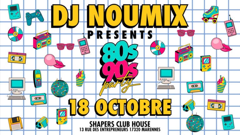 SOIRÉE ANNÉES 80/90 — 18 octobre, 20h à minuit au Shapers Club House à Marennes