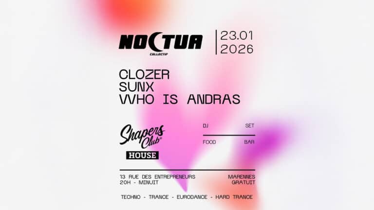 Techno / Trance / Eurodance / Hard Trance avec le collectif NOCTUA (20h-00h) au Shapers Club House à Marennes