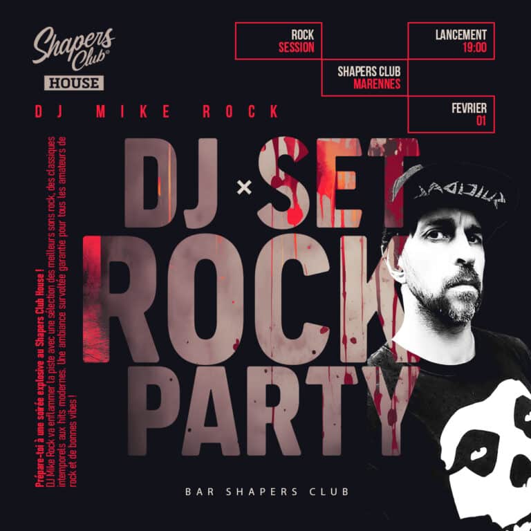 Fans de rock, à vos agendas ! Le 1er février avec DJ Mike ROCK au Shapers Club House à Marennes